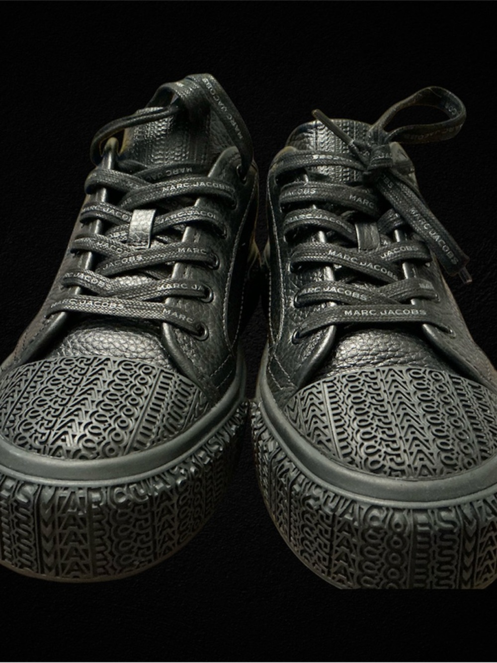 Marc Jacobs Black Embossed Logo-Detail Men's Sneakers (WORN 3 TIMES)